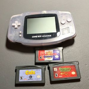 Gameboy Advance Grey Translucent 3 Games